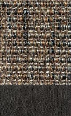 Sisal Salvador nuss 084 tæppe med kantbånd i Mønstret sort